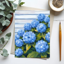 Blue Hydrangeas Bushes Floral Painting