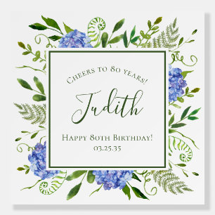 Blue Hydrangeas Cheers to 80 Years Birthday Foam Board