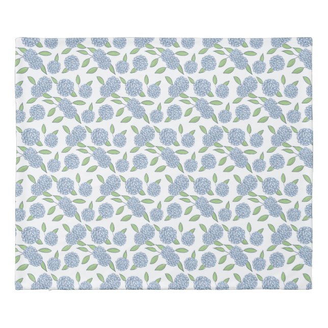 Blue Hydrangeas Classic Coastal New England Duvet Cover (Back)