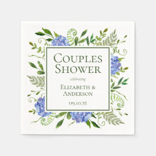 Blue Hydrangeas Couples Shower Napkins