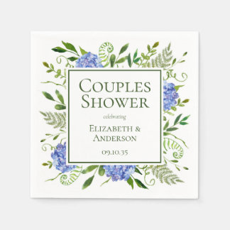 Blue Hydrangeas Couples Shower Napkins