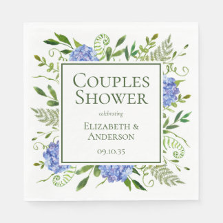 Blue Hydrangeas Couples Shower Napkins