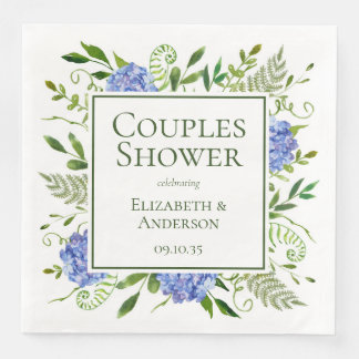 Blue Hydrangeas Couples Shower Paper Dinner Napkins