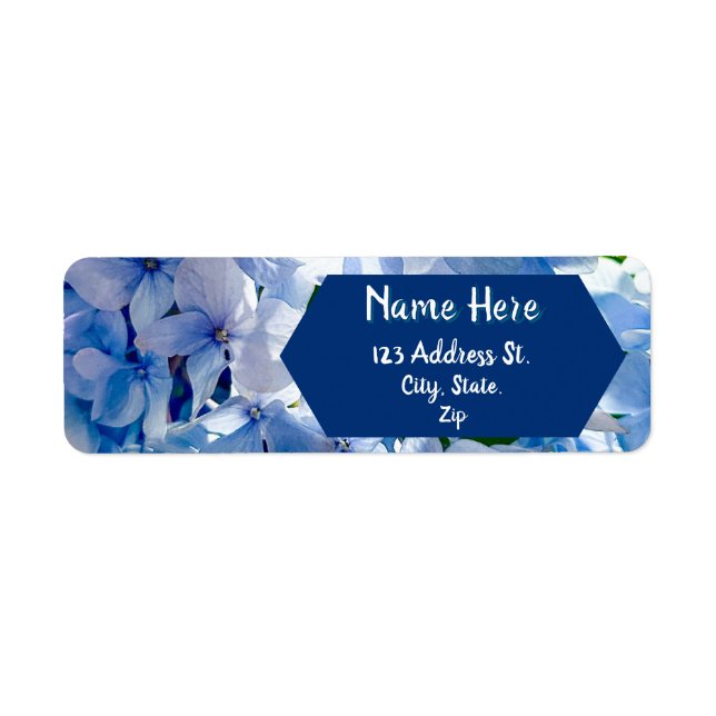 Blue Hydrangeas Custom Name Label (Front)