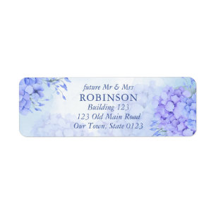 Blue hydrangeas elegant floral watercolor label