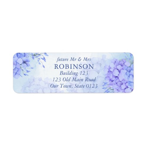 Blue hydrangeas elegant floral watercolor label
