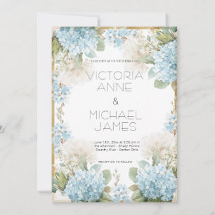 Blue Hydrangeas Elegant Wedding  Invitation