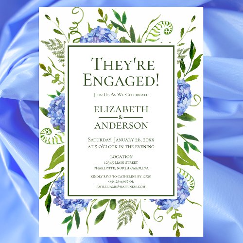 Blue Hydrangeas Engagement Invitation