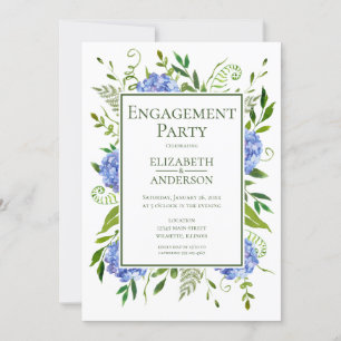 Blue Hydrangeas Engagement Party Invitation