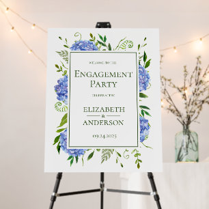 Blue Hydrangeas Engagement Party Welcome Foam Board