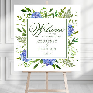 Blue Hydrangeas Engagement Party Welcome Sign
