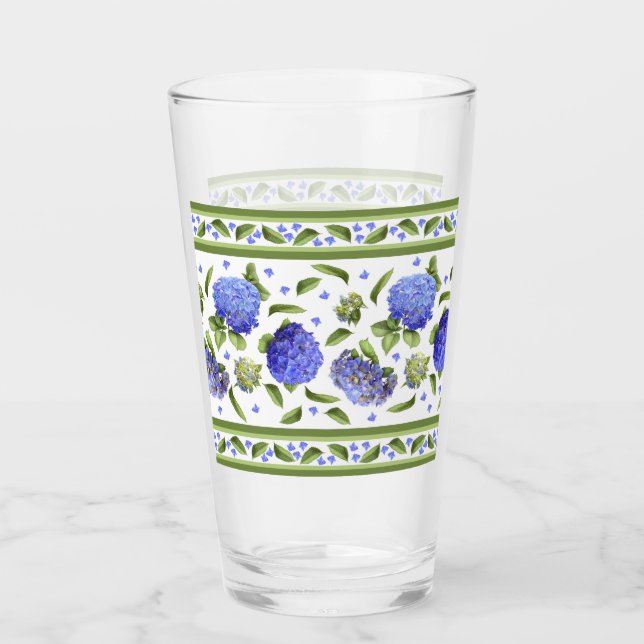 Blue Hydrangeas Fancy Border Glass (Front)