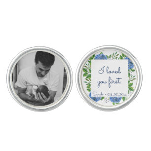 Blue Hydrangeas Father of the Bride Custom Photo  Cufflinks