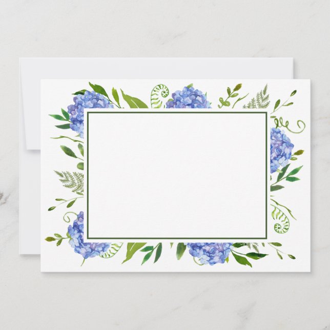 Blue Hydrangeas Flat Thank You Card (Front)
