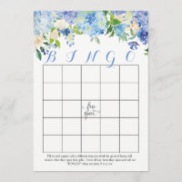blue hydrangeas Floral Bridal Shower Bingo Cards