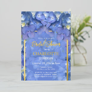 Blue Hydrangeas Floral Bridal Shower Foil Invitation