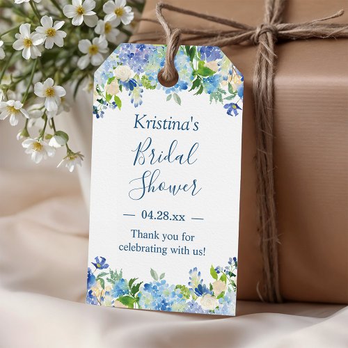 Blue Hydrangeas Floral Bridal Shower Thank You Gift Tags