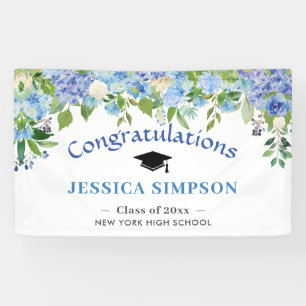 Blue Hydrangeas Floral Graduation Class of 2026 Banner