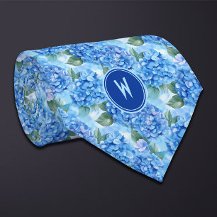 Blue Hydrangeas Floral Neck Tie