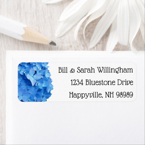 Blue Hydrangeas Floral Return Address Labels
