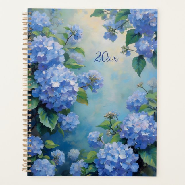 Blue Hydrangeas Floral Spiral-Bound Planner Spring (Front)