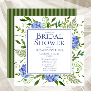 Blue Hydrangeas Floral Watercolor Bridal Shower Invitation