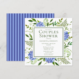 Blue Hydrangeas Floral Watercolor Couples Shower Invitation