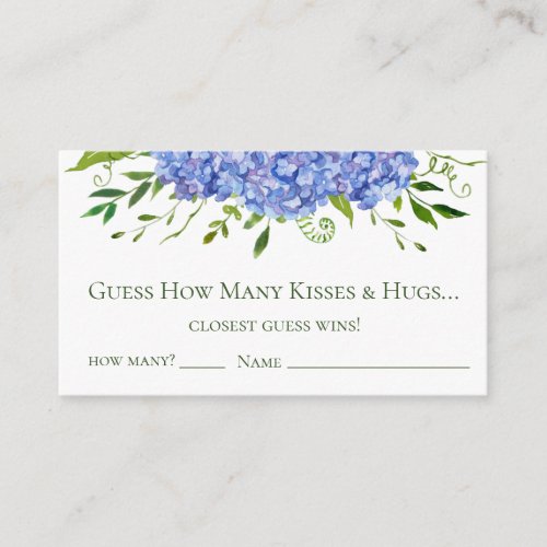 Blue Hydrangeas Floral Watercolor Guess How Many Enclosure Card
