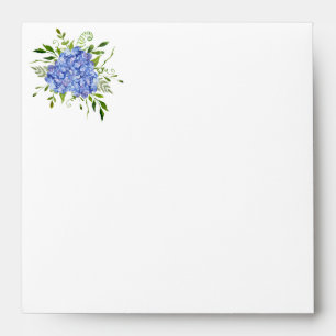Blue Hydrangeas Floral Watercolor Square Envelope