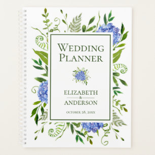 Blue Hydrangeas Floral Watercolor Wedding Planner