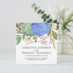 Blue Hydrangeas Floral Wedding Invitation