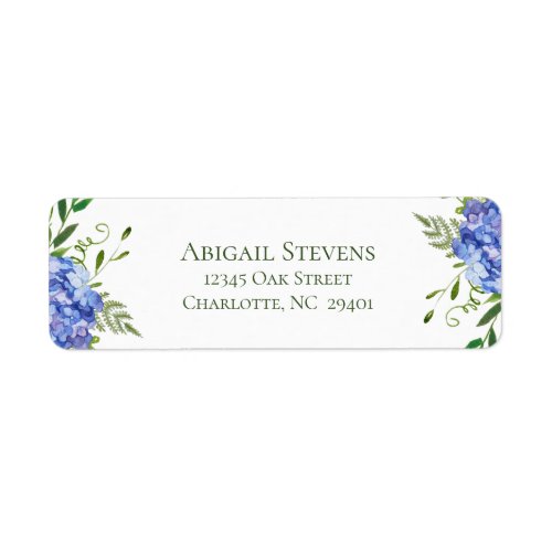 Blue Hydrangeas Floral Wedding Return Address Label