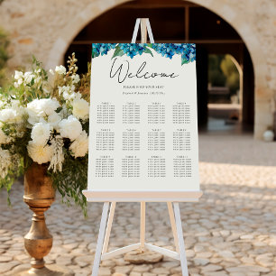 Blue Hydrangeas Floral Wedding Seating Chart Foam Board