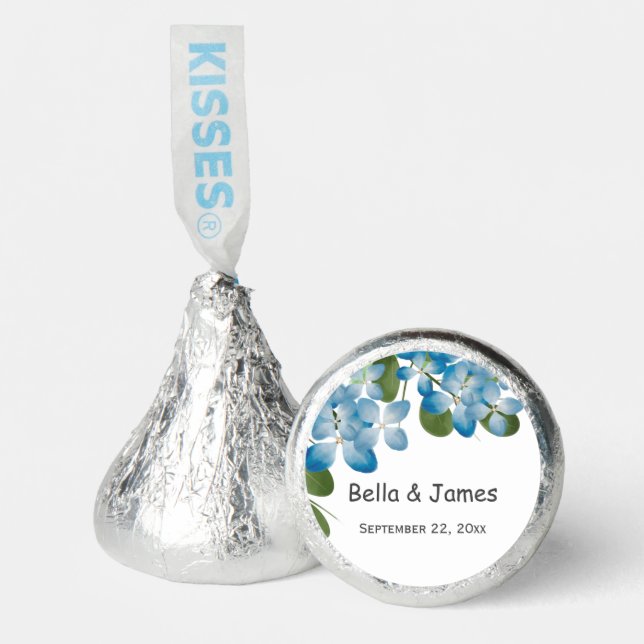 Blue Hydrangeas Floral Wedding Sticker  Hershey®'s Kisses® (Front)