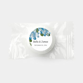 Blue Hydrangeas Floral Wedding Sticker Life Saver® Mints by FancyMeWedding at Zazzle