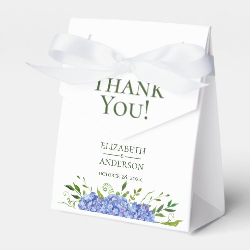 Blue Hydrangeas Floral Wedding Thank You Favor Boxes