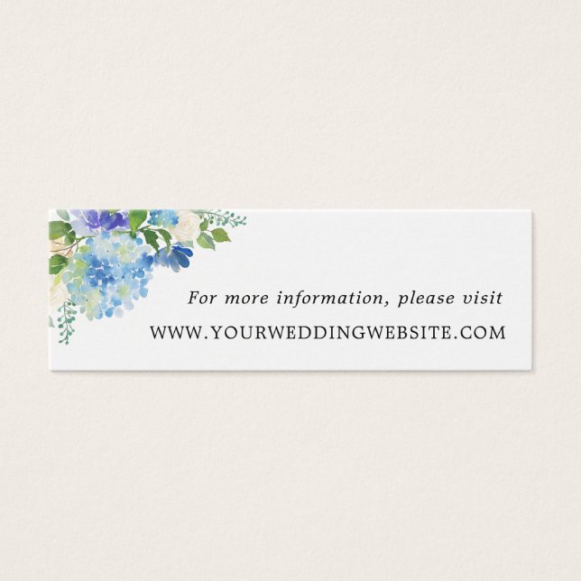 Blue Hydrangeas Floral Wedding Website Cards (Front)