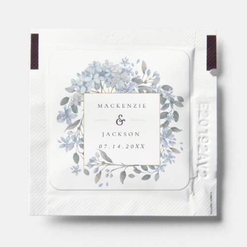 Blue Hydrangeas Frame Watercolor Wedding  Favor Ta Hand Sanitizer Packet