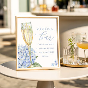 Blue Hydrangeas & Gold Glass Mimosa Bar Poster