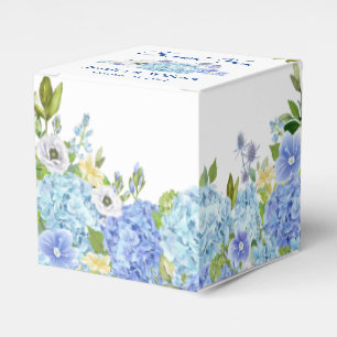 Blue Hydrangeas Greenery Floral Gift Wedding Favor Boxes