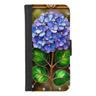 Blue Hydrangeas in Gold Ornate Frame iPhone 8/7 Wallet Case