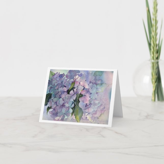 Blue Hydrangeas Letterpress Thank You Card (Front)
