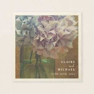 Blue Hydrangeas Mason Jar Wedding Napkins