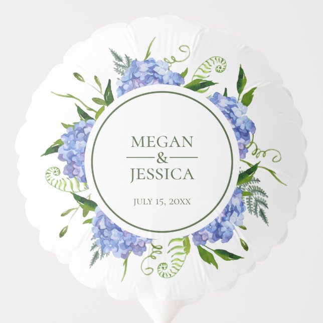 Blue Hydrangeas Medium Wedding Balloon (Front)