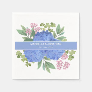Blue Hydrangeas Modern Bouquet Custom Napkins