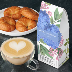 Blue Hydrangeas Modern Bouquet Custom Roasted Coffee