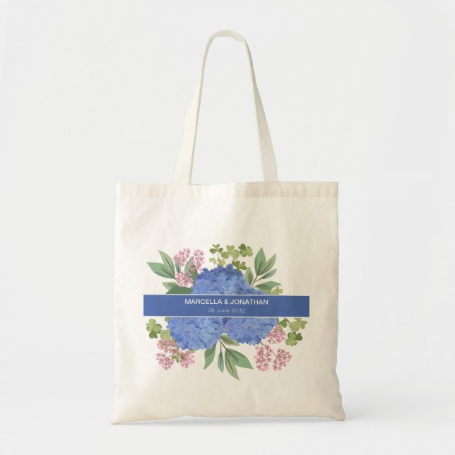 Blue Hydrangeas Modern Bouquet Custom  Tote Bag (Front)