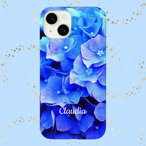 Blue Hydrangeas Monogrammed Floral Case_Mate iPhone 14 Case