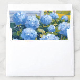 Blue Hydrangeas New England Coastal Watercolor Envelope Liner