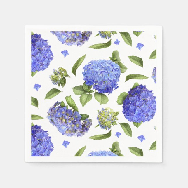 Blue Hydrangeas Paper Napkins (Front)